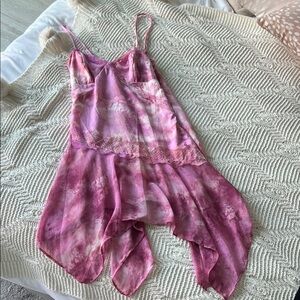 Pink Tie-Dye Spaghetti Strap Dress